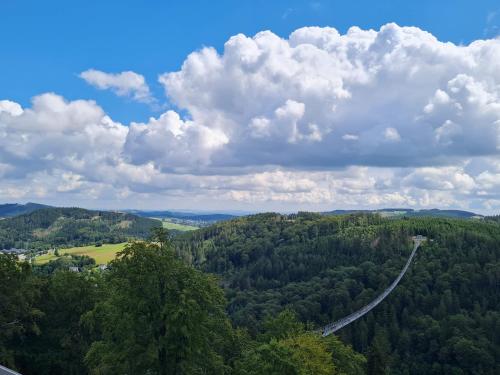 a view of a road in the middle of a forest at Hygge Apartment in Warstein