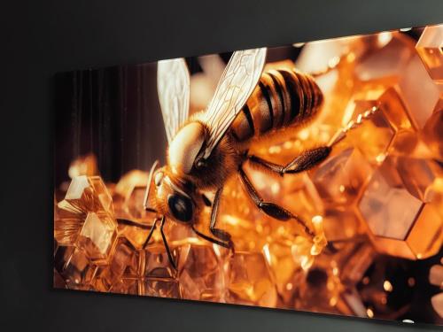 a bee sitting on top of a honeycomb at RV Premium Apartments in Arad