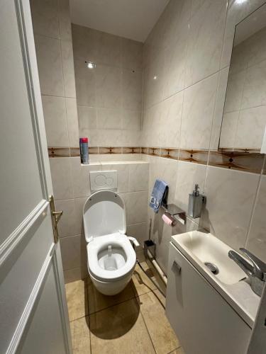 une petite salle de bain avec toilettes et lavabo dans l'établissement Chez LaMi, à Noisy-le-Grand