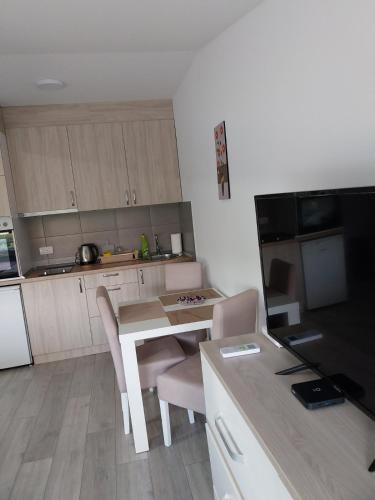 Kuchyň nebo kuchyňský kout v ubytování Apartman UNA
