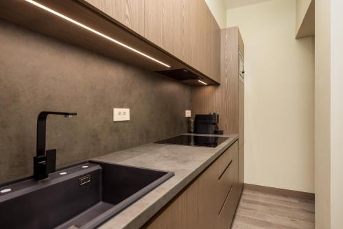a kitchen with a sink and a counter top at Luxury Apartments Centre of Opatija in Opatija