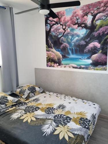 Postel nebo postele na pokoji v ubytování Appartement CHLOE vue mer et Canigou 1ere ligne