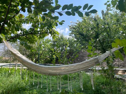 a hammock in a garden with trees at Vahagni guest house in Garni in Garni
