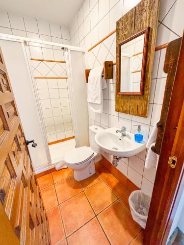 a bathroom with a toilet and a sink at Casa Piedralén in Cervera del Río Alhama