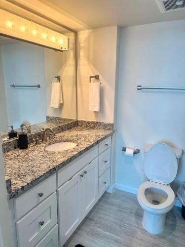 a bathroom with a sink and a toilet at Luxe Waterfront Penthouse in Fort Myers