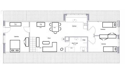 a floor plan of a house at Hyggelig 1. sals lejlighed in Aalborg