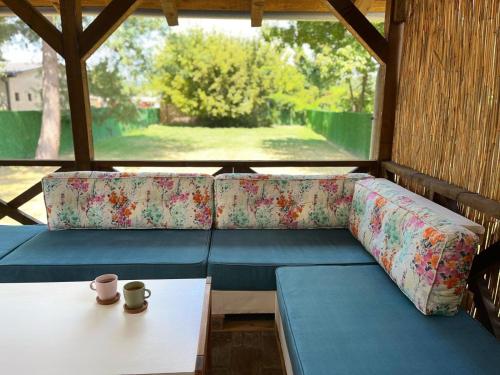 a room with two couches and a table and a window at Bela Vila in Banja Koviljača