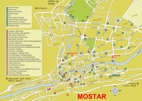 a map of the museum of mosker at Guesthouse Liska in Mostar