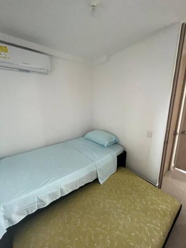 a small room with a bed and a green carpet at Fabuloso Apto Club House Piscina Sauna Turco y mucho más in Ricaurte