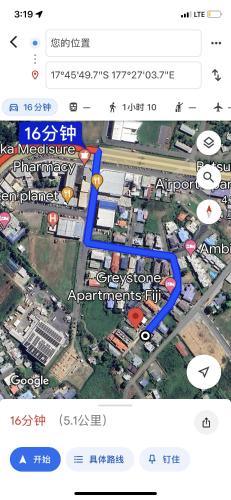 a screenshot of a map of a city at ideal airport rooms in Nadi
