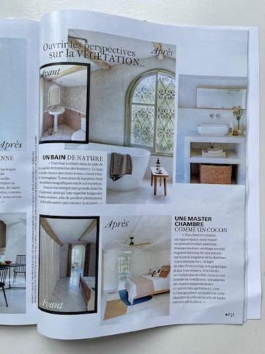 un article dans un magazine sur une maison dans l'établissement Batubela, à Mougins