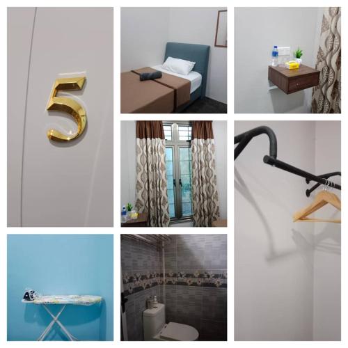 a collage of pictures of different types of furniture at Nafeeza Roomstay in Jertih