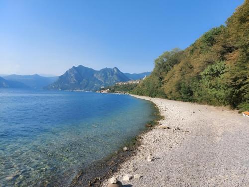 a view of the shoreline of a beach at Casa PG - Appartamento Vista Lago in Monte Isola