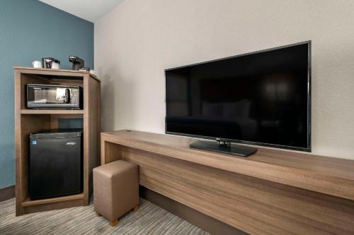 a living room with a large flat screen tv at Comfort Inn & Suites Downtown Brickell-Port of Miami in Miami