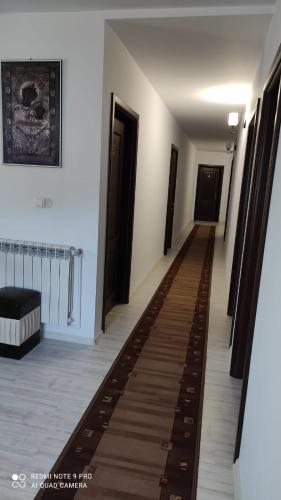 a corridor of a house with a long hallway at Pensiunea Emilia in Suceviţa