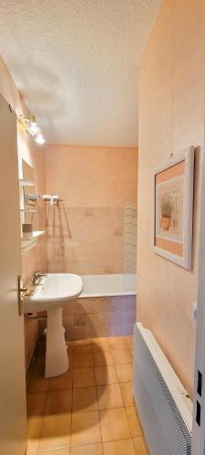 een badkamer met een wastafel en een ligbad bij EDEN studio - Gréoux-Les-Bains in Gréoux-les-Bains