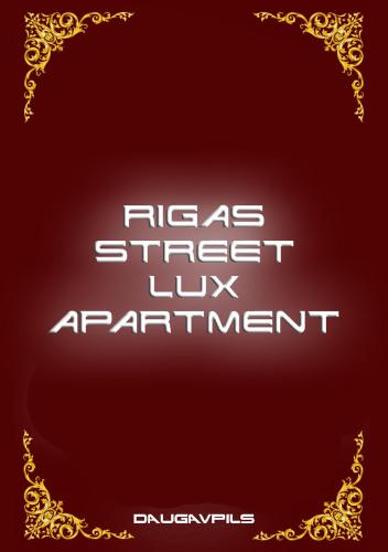 a sign that reads rise as street luxury apartment at Rigas Street LUX Apartment in Daugavpils