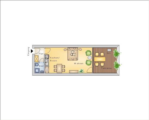 a floor plan of a house with furniture at Apartment Harzgrün 1 in Sankt Andreasberg