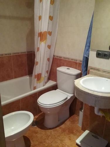 a bathroom with a toilet and a sink at Loue appartement à A Guarda in A Guarda