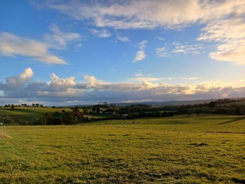 a field of green grass with a cloudy sky at Hermosa Casona en los Muermos in Los Muermos