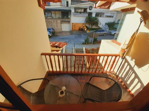 an overhead view of a balcony with a fan at Ayenda Mountain Hostels Manizales in Manizales