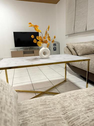 TV a/nebo společenská místnost v ubytování Neu renovierte Ferienwohnung mit Terrasse & schnellem WLAN im Odenwald