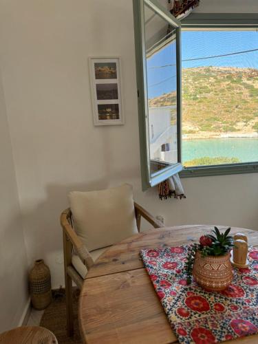 a room with a table and a chair and a window at Bracciera in Lipsoi