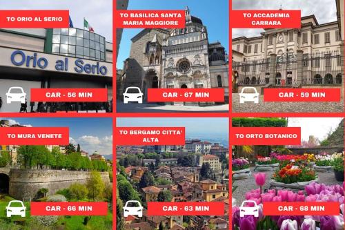 a collage of photos of different cities and buildings at Vista Panoramica - Comfort e Serenità a Valgoglio in Valgoglio