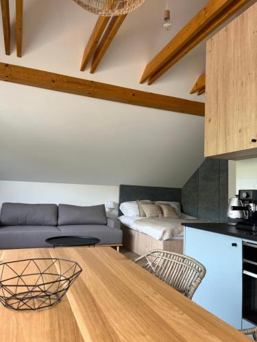 Kuchyň nebo kuchyňský kout v ubytování Apartamenty Nad Jeziorem