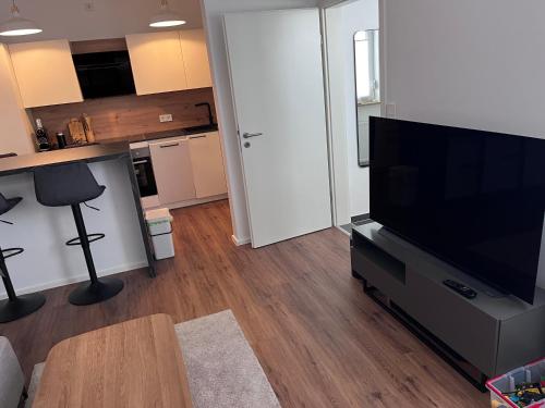 Η κουζίνα ή μικρή κουζίνα στο Modernes Apartment, 2 Zimmer, Küche, Playmobil Funpark
