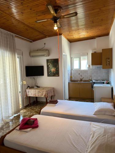 O bucătărie sau chicinetă la Jimmy Studio Apartment center Sarande