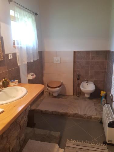 a bathroom with a toilet and a sink at Mirsando in Kulen Vakuf