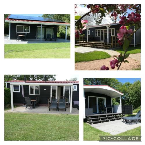 a collage of four pictures of a house at Minicamping In de Bocht in Grijpskerke