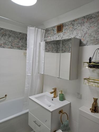 Ένα μπάνιο στο Ferienwohnung Allgäu Memmingen