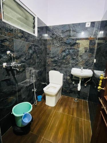 a bathroom with a toilet and a sink at Laxmi Mahal in Udaipur