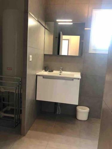 une salle de bain avec un lavabo blanc et des toilettes dans l'établissement Dépendance en Provence, à Simiane-Collongue