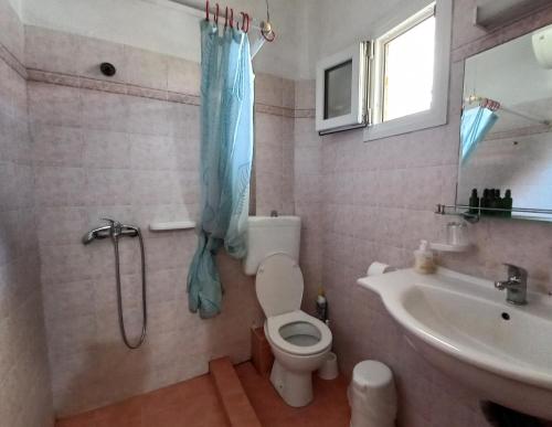 a bathroom with a toilet and a sink at Apartment Kasperakos in Skiathos