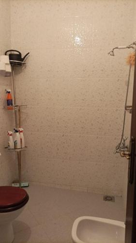 a bathroom with a shower with a toilet and a sink at Appart Tanger Cosy in Tangier