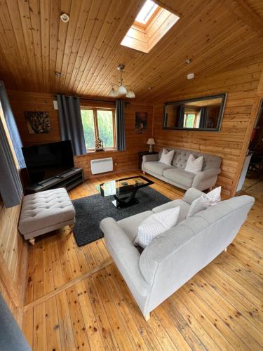 Μια τηλεόραση ή/και κέντρο ψυχαγωγίας στο Owlet Lodge at Owlet Hideaway - with Hot Tub, Near York