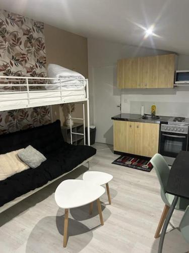 Il comprend un salon avec des lits superposés et une cuisine. dans l'établissement Studio, à Étaules