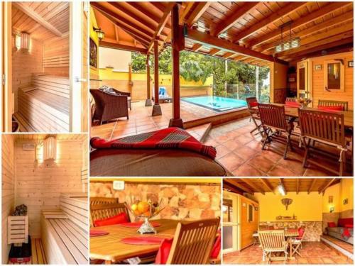 a collage of pictures of a house with a pool at La villa de Simón in Puerto de la Cruz