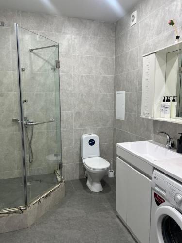 Koupelna v ubytování Green Plaza Трехкомнатная