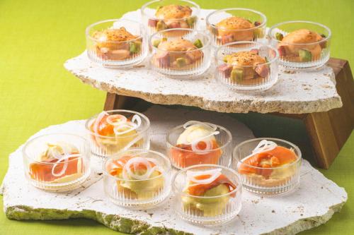 a bunch of cupcakes in plastic cups on a table at DoubleTree by Hilton Okinawa Chatan Resort in Chatan