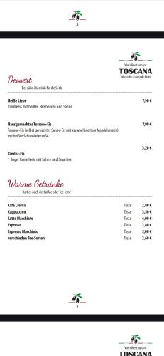 a screenshot of the menu of a restaurant at Weingut und Gästehaus Vongerichten in Oberhausen
