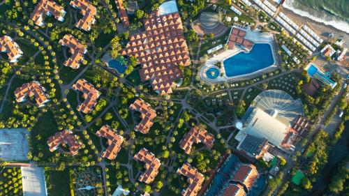 an overhead view of buildings and a pool at Club Tuana Fethiye - All Inclusive in Fethiye