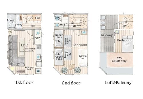 a floor plan and elevation of a house at HAN'S EBISU - Shibuya - Entire House for Max 10 ppl in Tokyo