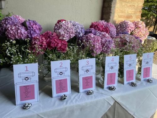 a table with pink and purple flowers on it at LEAR • Dining Club in Briosco