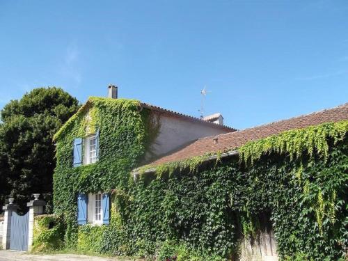 an ivycovered building with windows and a roof at Le Clos de la Font Queroy in Vouthon