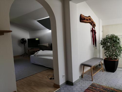 Postel nebo postele na pokoji v ubytování Gaisberg Blick Ferienwohnung