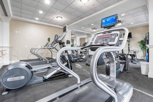 a gym with cardio equipment in a room at NEW Baytowne Bahia Breeze Pool View in Destin